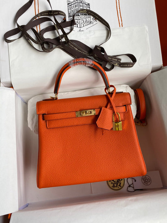 Bolsa Hermes Kelly Orange 25cm