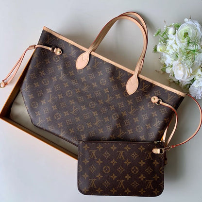Lv Neverfull Inside Out MM Brown and Beige